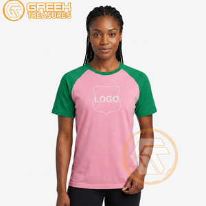 Alfa al por Mayor |   Camiseta Kapa para mujer, ropa de hermandad, camiseta de algodón transpirable de alta calidad, ropa rosa y verde - Product Image 4