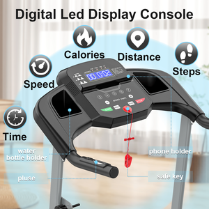 Tapis Roulant Pieghevole da 2.5HP per Uso Domestico, 12 Programmi Preimpostati, Velocità 7.5 MPH, Capacità 250 Libbre, Macchina Fitness per Corsa, Jogging e Camminata - Product Image 3
