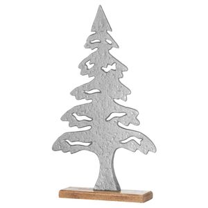 Sculpture moderne en métal faite à la main en forme de sapin avec base en bois, figurine décorative de sapin de table pour la décoration intérieure, vente en gros - Product Image 1