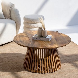 Mesa de Centro Redonda Individual Vandana Astra Neo de Madera para Sala de Estar Moderna y Decoración Contemporánea - Product Image 1