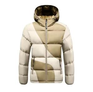 Chaqueta Acolchada Impermeable con Capucha Unisex, Chaqueta Informal de Invierno con Forro Polar de Poliéster/Nailon, Diseño a Cuadros, Cierre de Cremallera Frontal, Corte Regular - Product Image 1