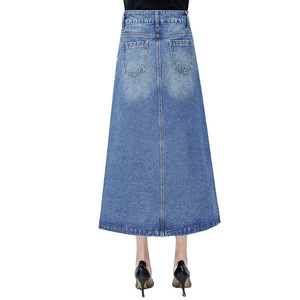 Wholesale Ladies Women's Long Denim Skirts - Product Image 2