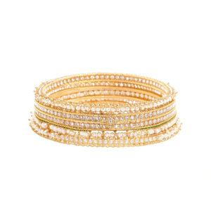 Regal Finish Pota Kundan and Pearl Bridal <b>Bangles</b> <b>Set</b> - Product Image 1