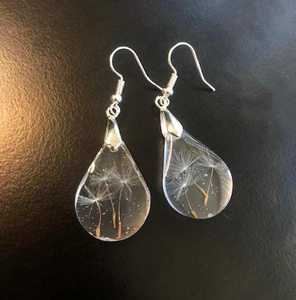 Real Dandelion Seed Resin Drop <b>Earrings</b> Sterling Silver Trendy Make a Wish Jewelry Handmade Nature Inspired Gift for Women - Product Image 1