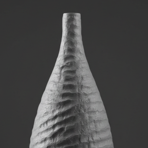 Vase à fleurs moderne gris en aluminium moulé, texture ondulée horizontale, pot à fleurs aspect pierre rustique, vase à bourgeons pour la maison et l'hôtel, best-seller - Product Image 4