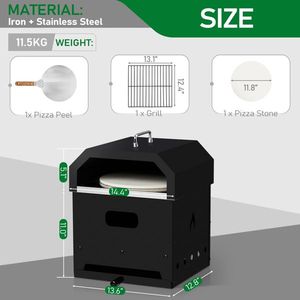 Forno per Pizza esterno a legna 4 in 1 staccabile a 2 strati con griglia da cucina e pietra per Pizza - Product Image 1