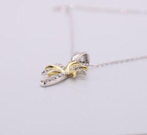 Collier chaîne à maillons avec pendentif palmier bicolore or blanc et or jaune, diamant de laboratoire, personnalisable, pour mariage et fête, cadeau tropical de plage - Product Image 2