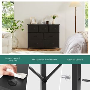 Comò a 7 cassetti per camera da letto con armadietti e unità di stoccaggio mobili già assemblati - Product Image 6