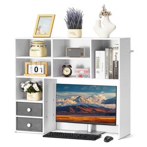 "3-Tier Wood <b>Desktop</b> Bookshelf 37" X 10" X 31.1" Office Storage Rack Boxed Display <b>Shelf</b>" - Product Image 5