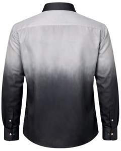 Chemise Formelle Homme Gris Noir Ombré en Coton Premium à Manches Longues Boutonnée Style Smart Casual Fabricant Personnalisé OEM Fourniture en Gros - Product Image 2
