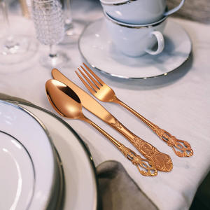 ชุดช้อนส้อมสแตนเลสสตีลสีทองขายดี ชุดช้อนส้อมทองคำสำหรับงานแต่งงาน - Product Image 5