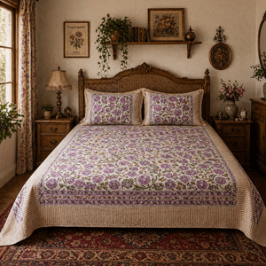 Premium Indian Artisanal Hand <b>Block</b> Print Boho King Size 3 Pcs 100% Cotton Eco-Friendly Soft Skin Friendly Non Toxic Dyes 200TC - Product Image 5