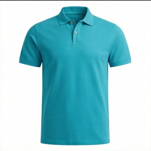 Men's <b>Turquoise</b> Short Sleeve Polo <b>Shirt</b> Solid Knitted Casual Regular Fit Button Design - Product Image 1
