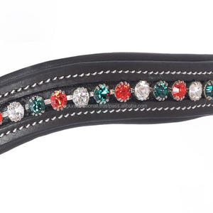 Costura y relleno blanco de primera calidad, banda de ceja de caballo de cuero acolchada con canal vacío, cristales redondos multicolores con incrustaciones, banda de CEJA ostentosa - Product Image 6