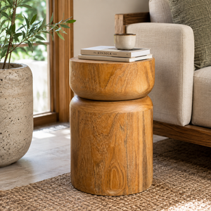 ARTERRA Premium Handmade Rustic Teak Natural Cylinder Stool-Handcrafted Solid Wood Living Room Furniture for Apartment & Villa - Product Image 6