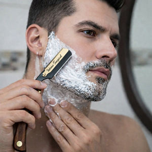 Rasoir professionnel pour barbier, manche en bois, lame droite, prix d'usine, lame en acier inoxydable, usage en salon - Product Image 4