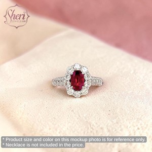 [Sheri Jewels] 18K Solid White Gold Natural Round Brilliant Cut Diamond Ring Mounting - Oval Shape Gemstone 5x7mm Use, for Women - Product Image 3