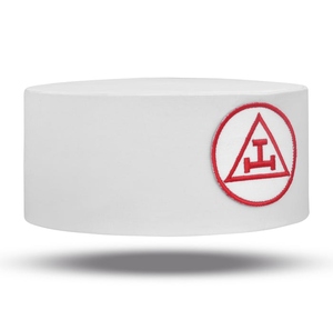Gorra de Capítulo del Arco Real Blanca y Roja con Triple Tau Bordado a Máquina, Regalia Masónica, Sombrero de Oficial Ceremonial, Tocado del Arco Real - Product Image 2