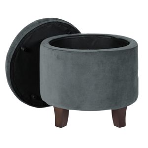 Modern Velvet Button Tufted Round Storage Ottoman with Storage and Removable Lid for Bedroom and Living Room - Product Image 4