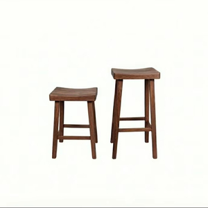 Ensemble de 2 tabourets ronds en bois avec assise courbée - Design moderne, légers et durables pour une utilisation comme table basse - Product Image 1