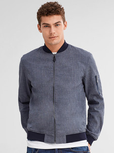 Blouson bomber gris foncé pour homme, couleur unie, fermeture éclair, style décontracté, coupe classique, mélange polyester-coton, col rabattable - Product Image 5