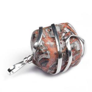 Colgante caído de jaspe manchado artesanal de piedra semipreciosa con envuelto para curar el limpiador de AURA producto fengshui - Product Image 1