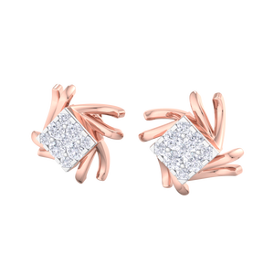 Luxury 18K Rose Gold Lab Grown Princess Cut Solitaire Diamond Stud <b>Earrings</b> Women's Elegant <b>Fine</b> Jewelry Wholesale Supplier - Product Image 4