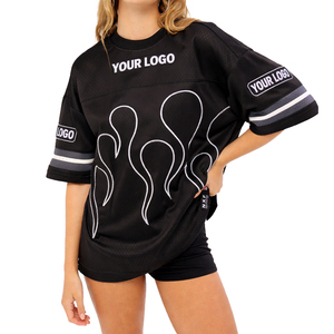 Maillot de football unisexe personnalisé style flamme, coupe oversize, streetwear, t-shirt de sport en maille épaisse, respirant, polyester, OEM sur le devant - Product Image 1