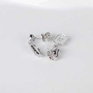 Moissanite Emerald Cut Diamond Dangle <b>Drop</b> Earrings with 925 Silver Fine Romantic Jewelry for Womens Engagement Gift - Product Image 2