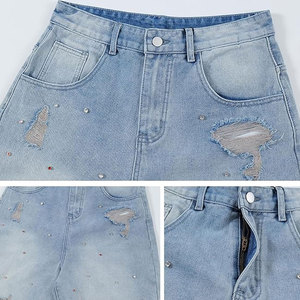 Men's Straight Fit Denim Shorts Mid Wash Casual Jean Shorts for Summer Streetwear & Outdoor Fashion Washed Denim Shorts - Product Image 4