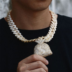 Pendentif Breloque Or Zircon Rond Taille Brillant Certifié IGI Style Hip-Hop Bijoux Unisexe Multi-Placage Fantaisie Léger Taille Personnalisée - Product Image 3