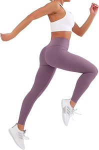 Women's High Waist Yoga Leggings Premium Quality Seamless Scrunch Elastic Waist <b>Back</b> V Design Plaid Eco-Friendly Breathable - Product Image 2