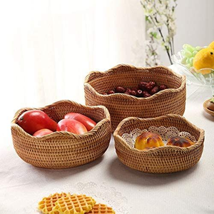 High Selling Natural Hand Woven Rattan <b>Basket</b> For Kitchen Counter Bread Fruits And <b>Vegetable</b> <b>Storage</b> Eco Friendly Rattan <b>Baskets</b> - Product Image 4