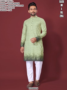 Veerangan Heritage Cotton Rayon Floor-Length Traditional Diwali Party Quick Dry <b>Men's</b> <b>Kurta</b> - Product Image 2