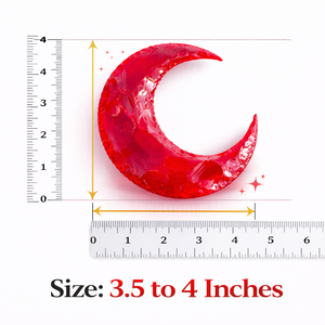 Pièce décorative artisanale en cristal de verre rouge sculpté en forme de croissant de lune, 3,5-4 pouces, pour la décoration intérieure, la méditation et l'autel - Product Image 3