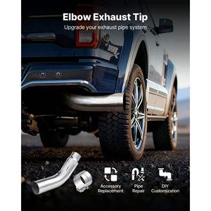 Abrazadera de codo de escape cromada de 4 y 5 pulgadas para camión/coche deportivo, resistente a altas temperaturas, modelo de 23 pulgadas de longitud total - Product Image 2