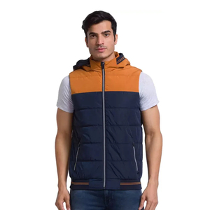 Chaleco Acolchado Casual de Lona para Hombre, Nuevo, Venta al Por Mayor, Ropa de Invierno con Capucha y Cremallera, Hecho a Medida, Alta Calidad - Product Image 1