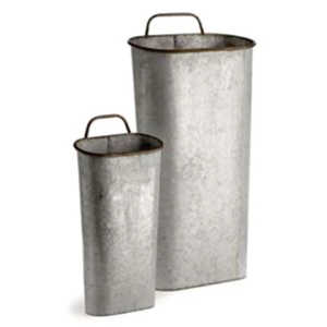 Wholesale Rustic Galvanized Metal Planter <b>Pot</b> Tall Zinc Flower Bucket Vintage Garden Oval Plant <b>Pot</b> with Handle Decor Planters - Product Image 1