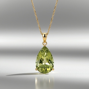 Collar con Colgante de Peridoto en Oro Sólido de 18K, Corte Pera, Gema Verde, Joyería Fina Minimalista, Oro Real para Mujer - Product Image 3
