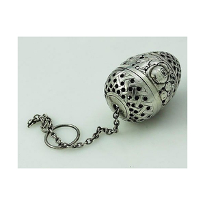 Silver <b>Tea</b> Ball <b>Infuser</b> With Chain Polished Metal Classic Design Reusable Loose Leaf <b>Tea</b> Strainer - Product Image 3