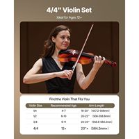 4/4 Full Size Adult Violin Set with Hard Case Rosin Bow Extra Strings for Beginners and Students