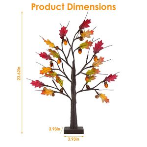 2Pcs 2FT Battery-Powered Artificial <b>Lighted</b> Maple Tree <b>with</b> 24Pcs Warm White LED Beads and 6Hrs <b>Timer</b> for Tabletop Fall Display - Product Image 5