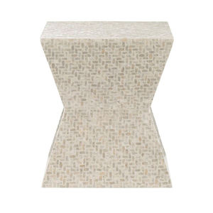 Herringbone Pattern Hourglass <b>Stools</b> Mother of Pearl Handcrafted Mosaic Small Side Table For Living Room <b>Bedroom</b> Decor Use - Product Image 1