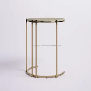 Mesa de comedor ovalada de diseñador de lujo Hecho a mano Mármol superior Base de metal Proveedor Metal hecho por Zahid exportaciones gran mayorista - Product Image 5