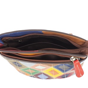 Ando <b>Bag</b> Genuine Cowhide Leather <b>Small</b> Crossbody <b>Bag</b> for Women Multicolor Diamond Patchwork Zipper <b>Shoulder</b> <b>Bag</b> - Product Image 4