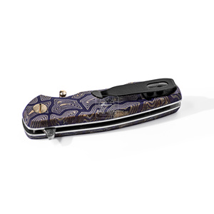Cuchillo Plegable Personalizado de Acero de Damasco con Hoja de Punta Caída y Perilla de Pulgar, Cuchillo de Bolsillo de 18.5cm para Camping al Aire Libre, con Empuñadura de Micarta Antihuellas - Product Image 4