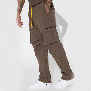 Customized Men <b>Brown</b> Cargo Pants Custom Drawstring Multi Pocket Utility Trousers Casual Streetwear Outdoor Workwear <b>Jogger</b> Pants - Product Image 3