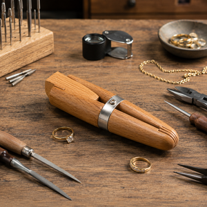 MANAN INSTRUMENTS Pince à anneaux en bois pour la fabrication et le sertissage de bijoux, avec revêtement en cuir, double face, outil de polissage à cale de verrouillage - Product Image 6