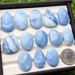 Lot de cabochons d'opale bleue naturelle en vrac en gros de pierres précieuses d'opale bleue mélangent forme et taille pour bijoux en gros - Product Image 2