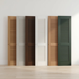 Rustic Modern Solid Wood Louvered Doors with Natural Wood Grain Texture for Interior Decorative Applications - Product Image 1